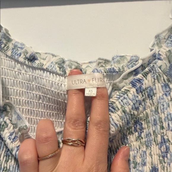 Ultra Flirt Light Blue Floral Tiered Mini Dress - Picture 3 of 6